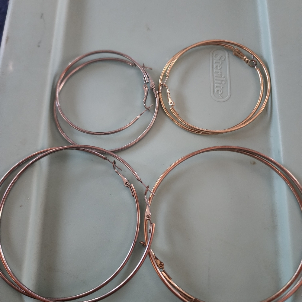 Elegant Gold and Silver Hoop Earrings Set